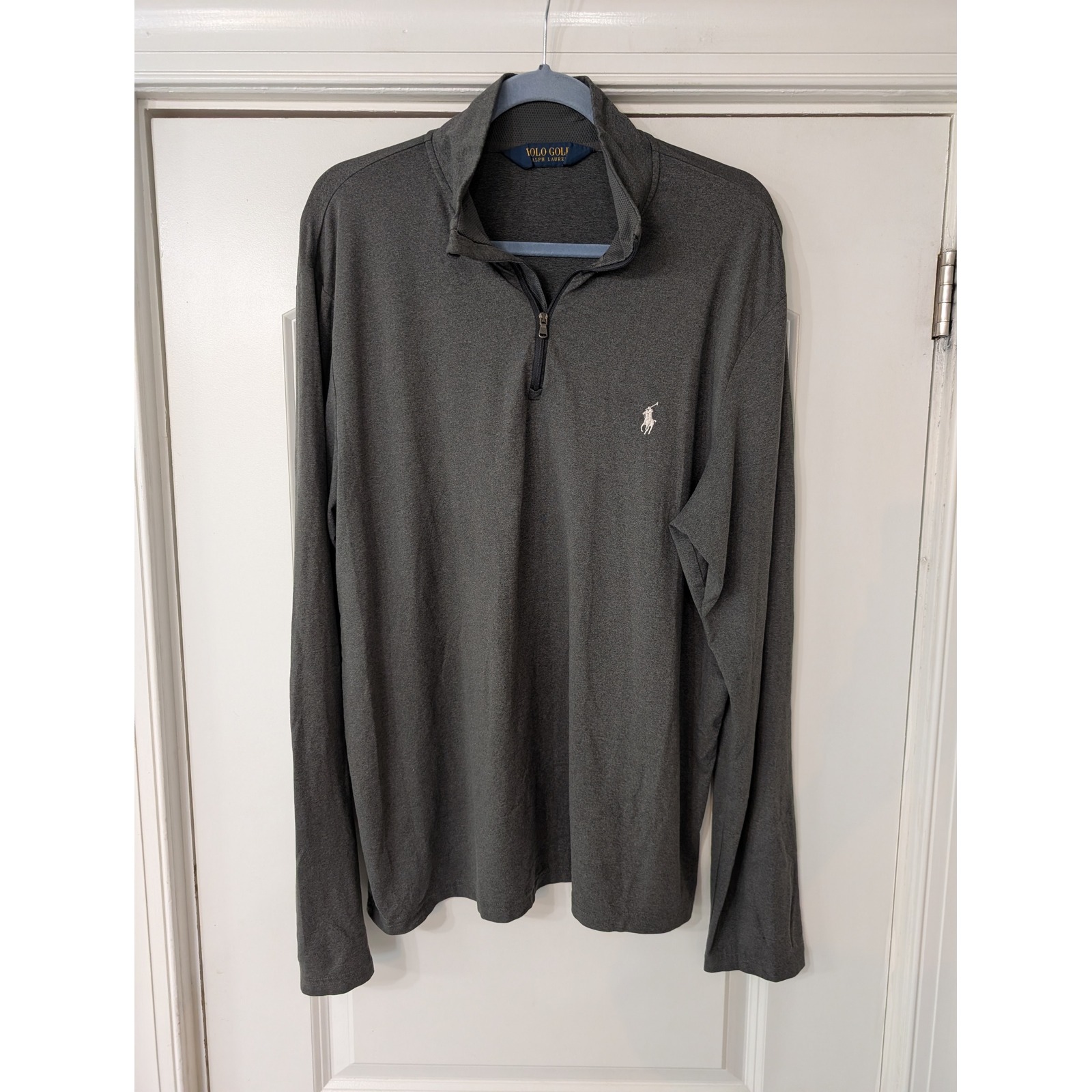 Polo Golf Ralph Lauren Mens Large Gray Quarter Zip Pullover Long Sleeve Shirt L